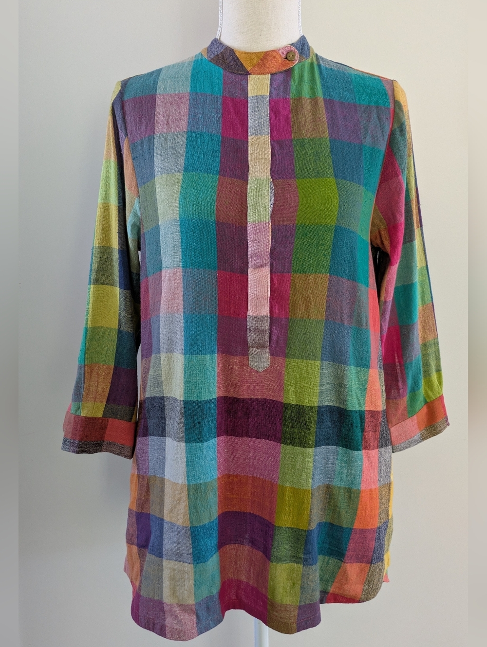House of Wandering Silk Tunic top, Sz S Sustainable Handcrafted Artisan Clothing